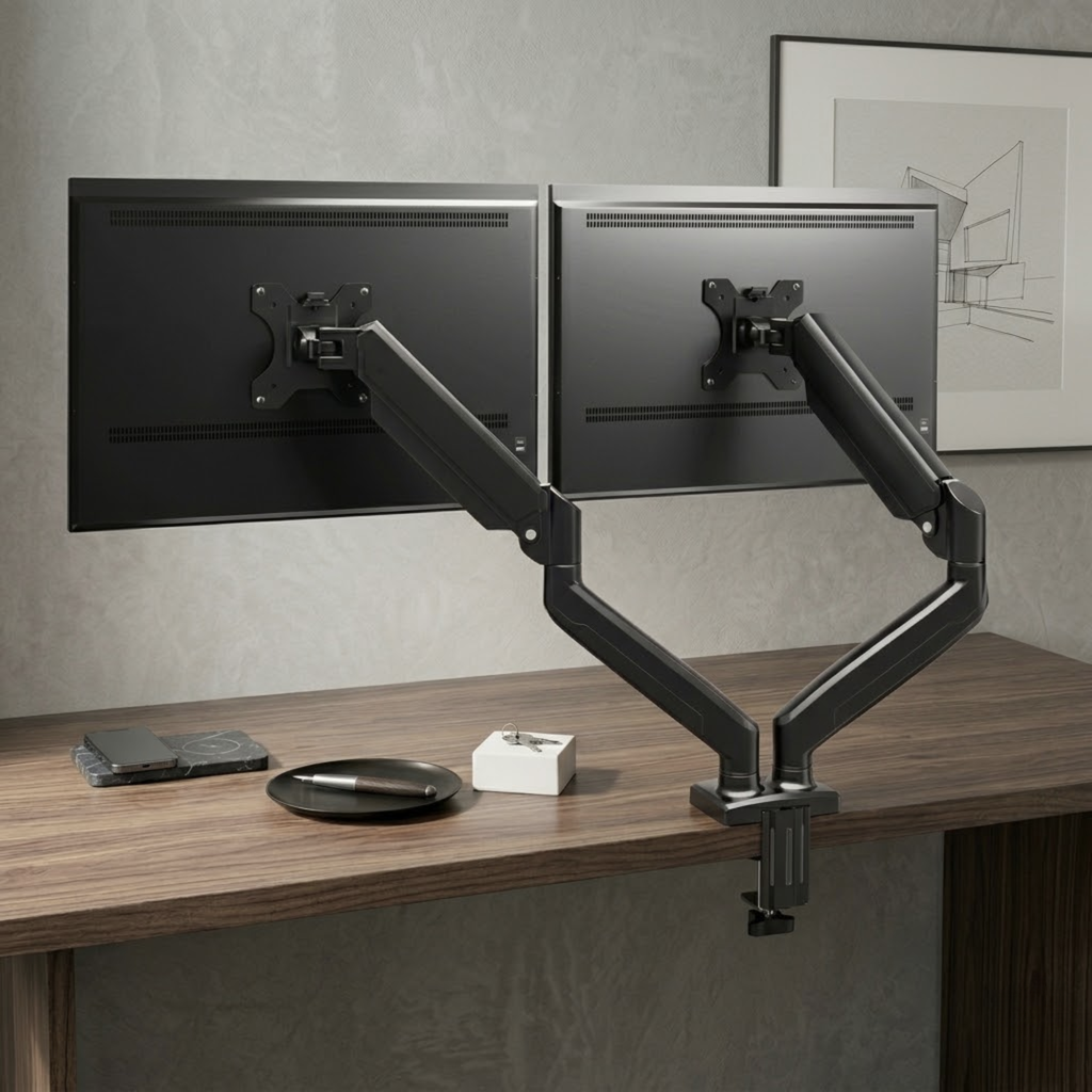 Bras d’écran double articulé 13–32 pouces | Atelier Desk