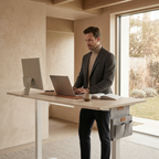 Bureau assis debout électrique avec rangement 180×80 cm | Atelier Desk