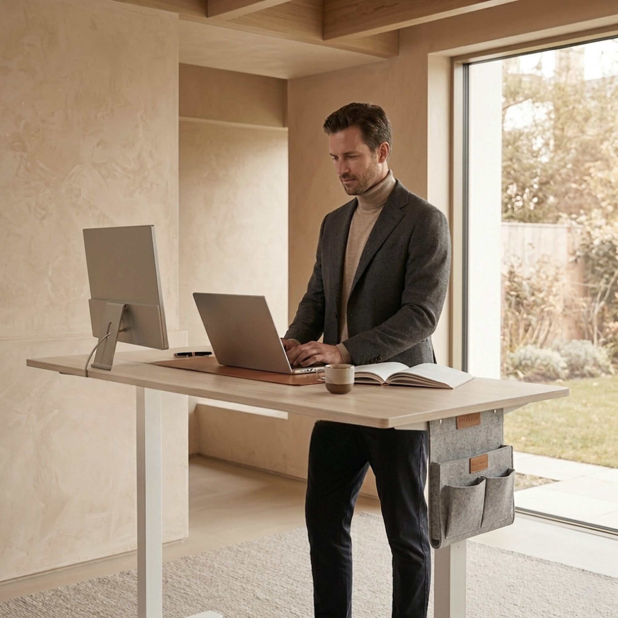 Bureau assis debout électrique avec rangement 180×80 cm | Atelier Desk