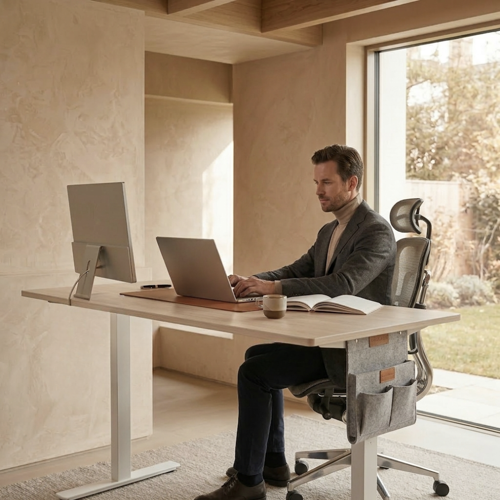 Bureau assis debout électrique avec rangement 180×80 cm | Atelier Desk