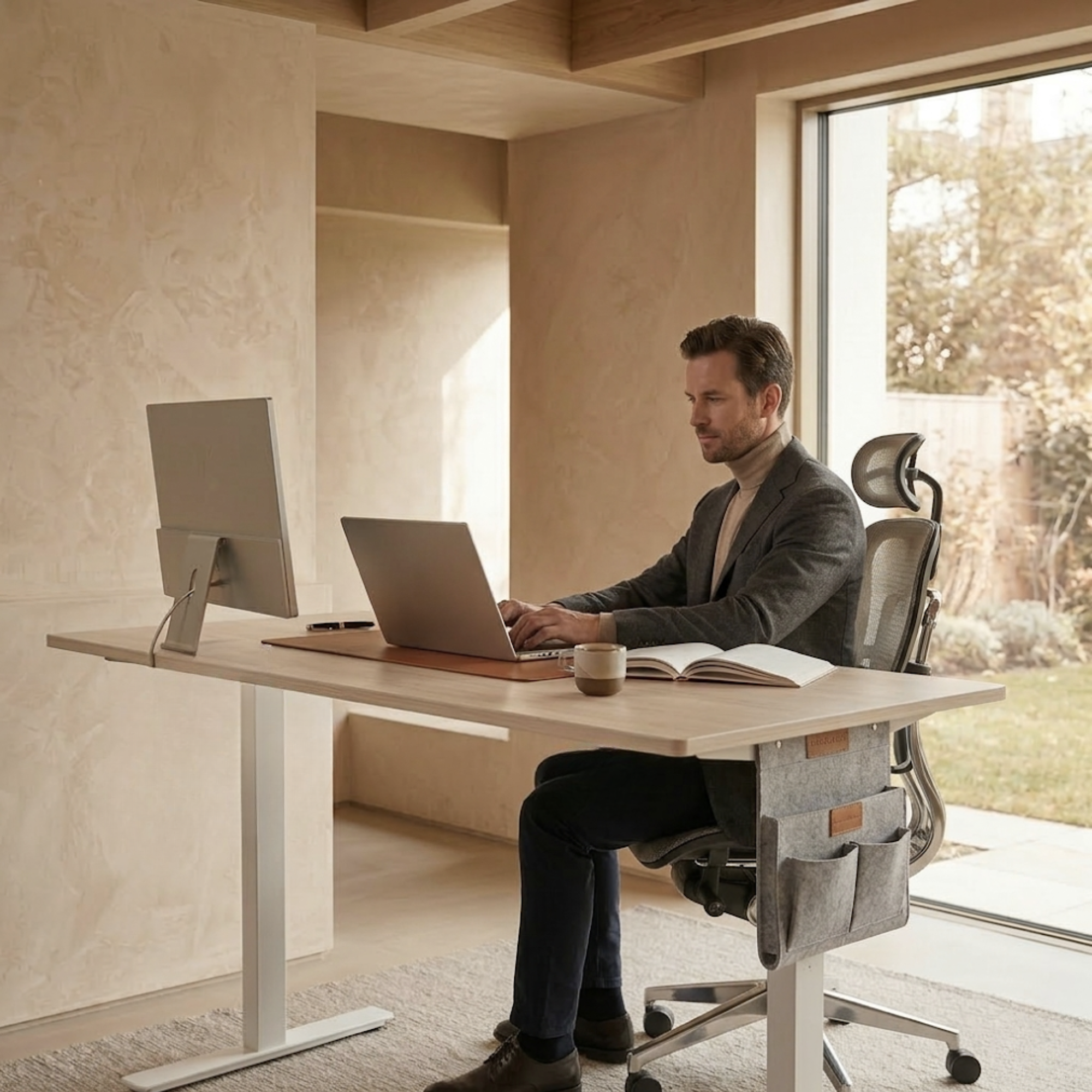 Bureau assis debout électrique avec rangement 180×80 cm | Atelier Desk