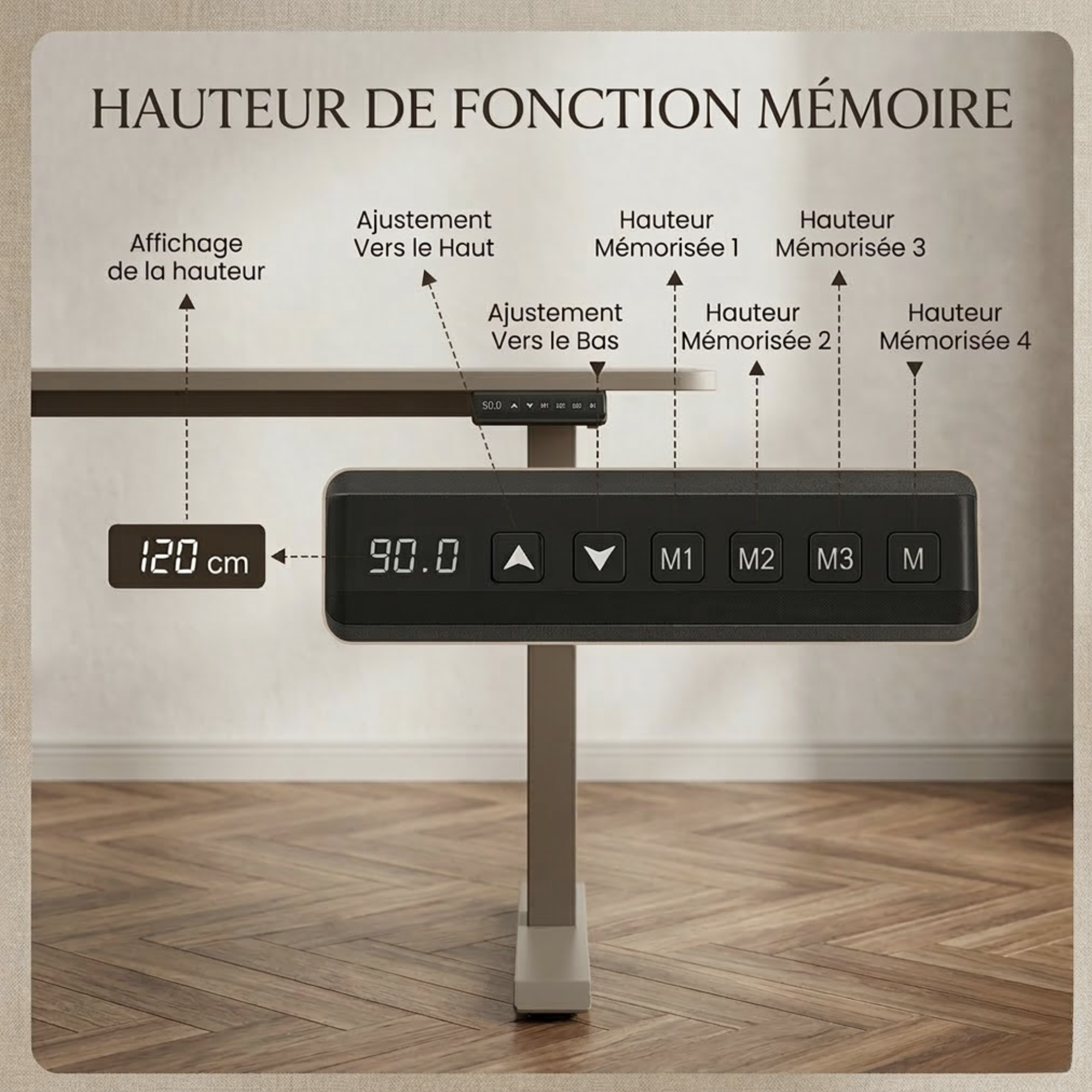 Bureau assis debout électrique avec rangement 180×80 cm | Atelier Desk