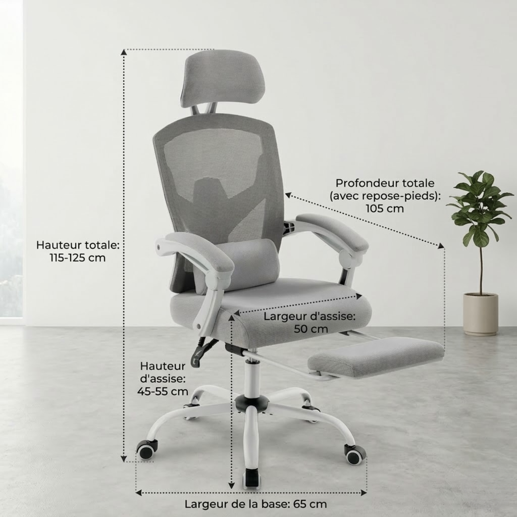 Chaise de bureau ergonomique avec repose-pieds | Atelier Desk