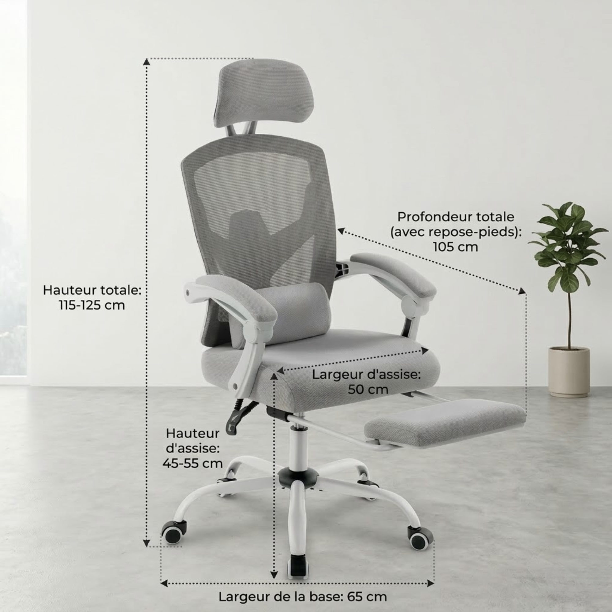 Chaise de bureau ergonomique avec repose-pieds | Atelier Desk