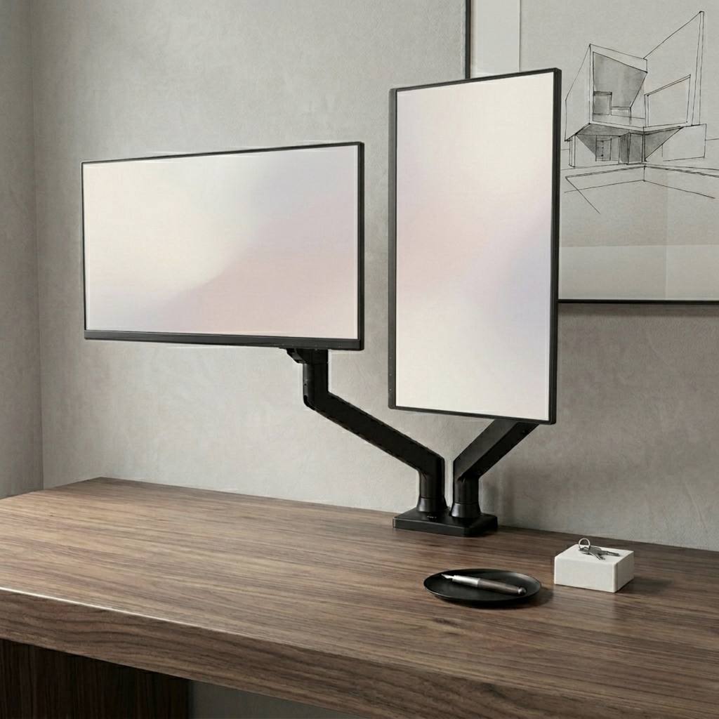 Bras d’écran double articulé 13–32 pouces | Atelier Desk